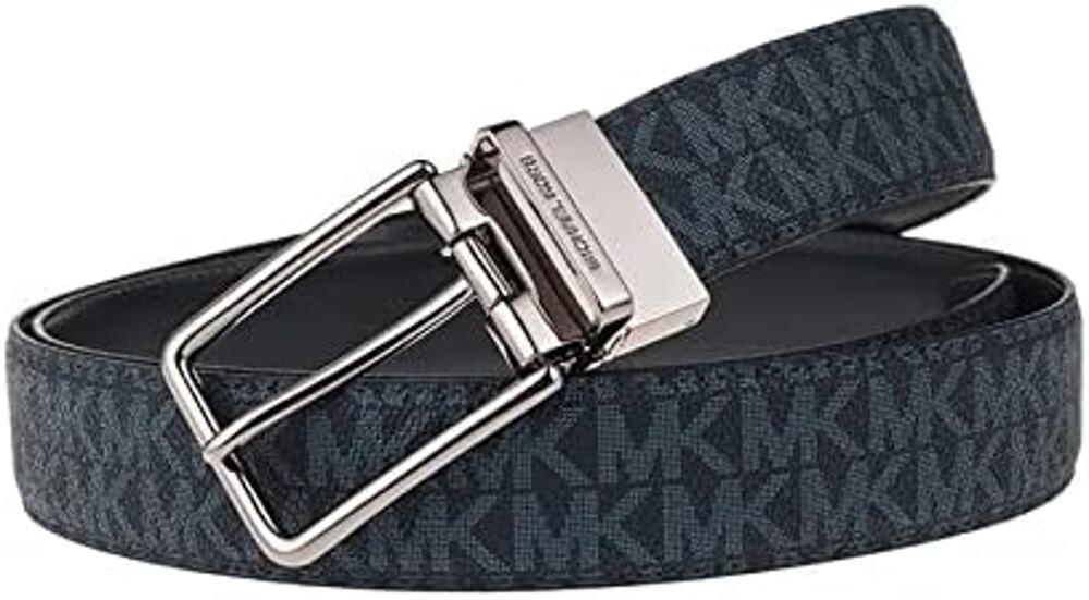 NWT Michael Kors Men's Cut to Fit Reversible PVC Leather Belt,Admiral Blue